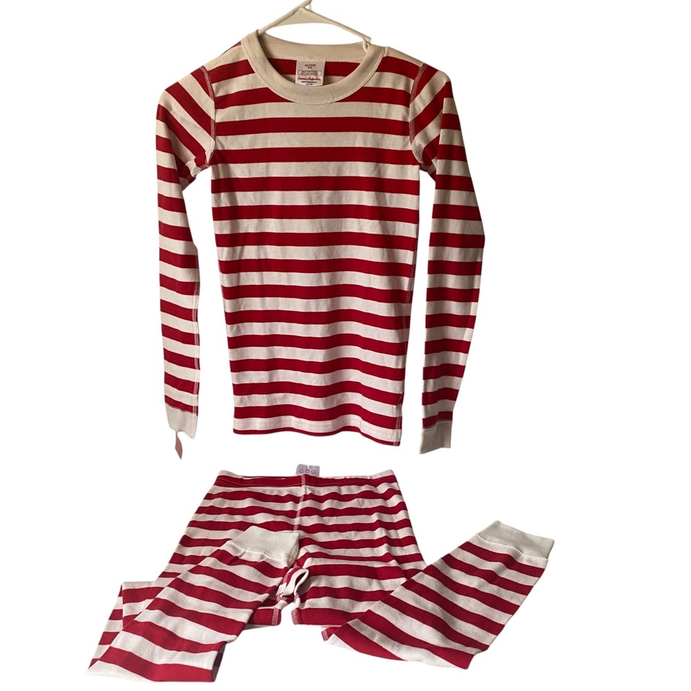Hanna Andersson Kid Red Candy Cane Striped Organic Cotton Pajama Sz 12 Christmas